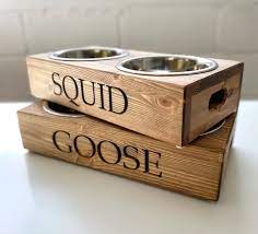 Large Personalized Pine Dog Bowl Feeder