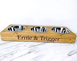 Large Personalized Pine Dog Bowl Feeder